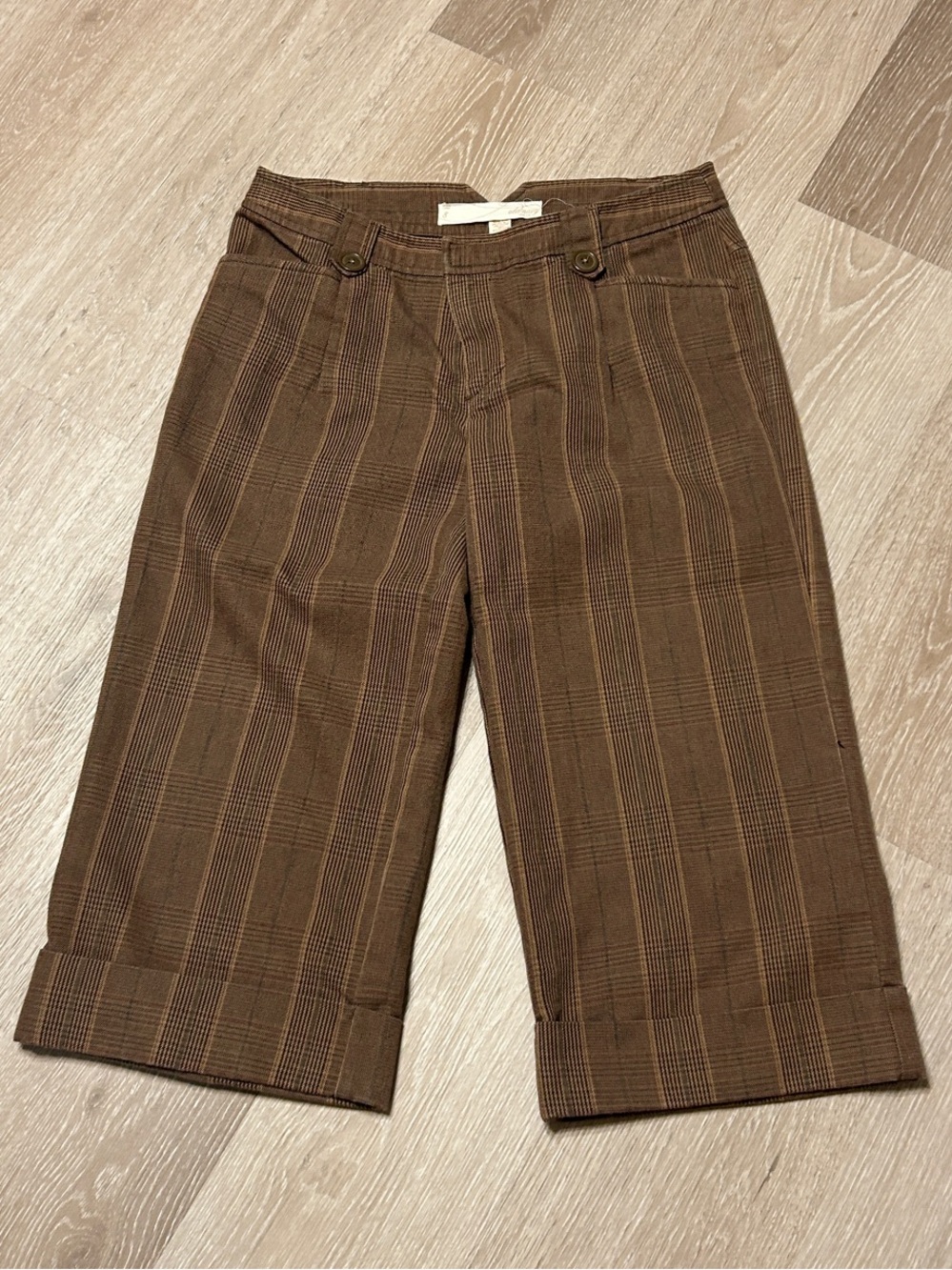 Old Navy Vintage Capri Galcho Style Wide Leg Rolled Hem Plaid Dress Pants Sz8